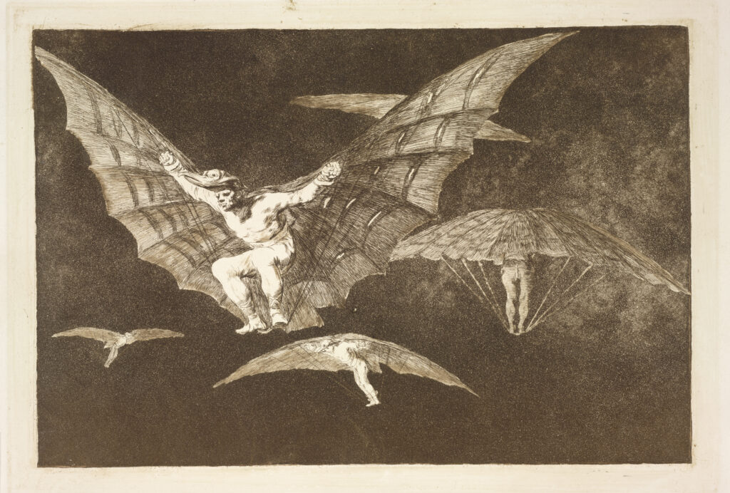 FRANCISCO JOSÉ DE GOYA Y LUCIENTES, Os provérbios Modo de voar, ca. 1810-1815, Água-forte, água-tinta, ponta-seca, The ALBERTINA Museum, Vienna Divulgação / domínio público