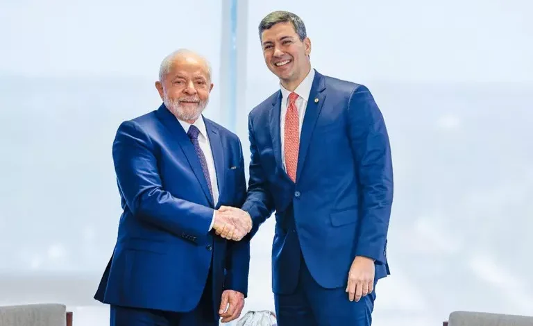 O presidente Lula e o presidente eleito do Paraguai, Santiago Peña, durante encontro no Palácio do Planalto - Foto: Ricardo Stuckert (PR)