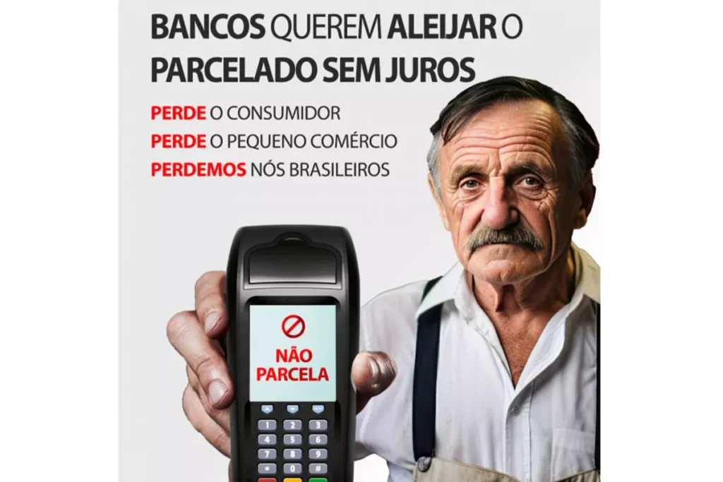 Uma das peças da campanha da Abrasel contra o fim do parcelado sem juros. Foto: Reprodução.