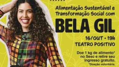 Bela Gil abre programação comemorativa aos 20 anos do Mesa Brasil Sesc PR nesta segunda-feira (16)