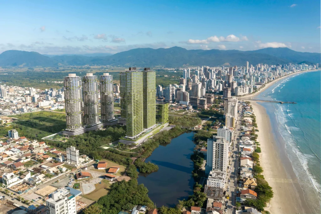 Projeção do empreedimento Lagom, na Lagoa do Perequê, em Porto Belo. Divulgação