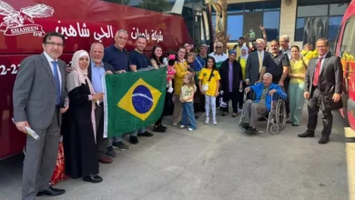 Grupo de brasileiros em Jericó, onde fizeram os trâmites de imigração antes de cruzar a fronteira com a Jordânia. Foto: Representação do Brasil em Ramala, na Cisjordânia