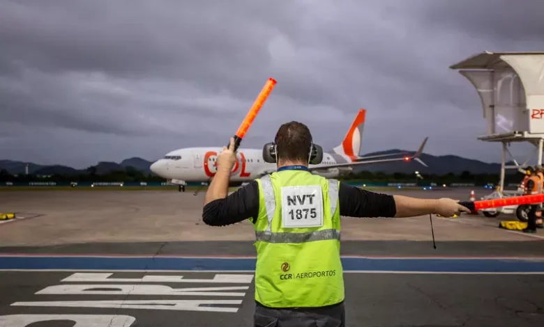 Aeronave da GOL proveniente de Buenos Aires (EZE) na chegada a Navegantes (NVT) - Divulgação CCR