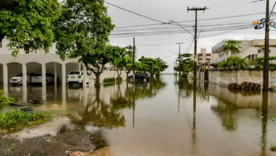 Ruas inundadas em Marinhos foto Defesa Civil