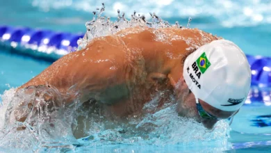 Fotos: Kayky Mota durante prova nas Olimpíadas de Paris 2024. Fotos: Satiro Sodré/CBDA 