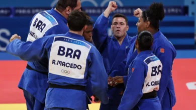 Equipe do Brasil conquista o Bronze. Fotos: Jogos Olímpicos Paris 2024 - Judô por equipes - Foto: Miriam Jeske/COB