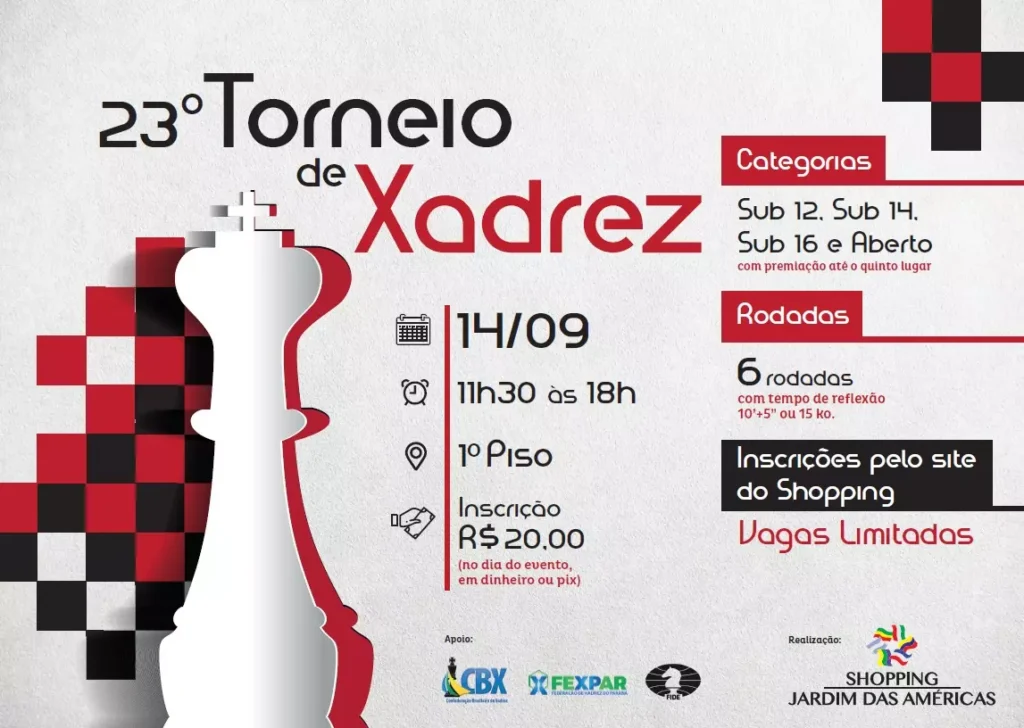 torneio de xadrez no Shopping Jardim das Américas