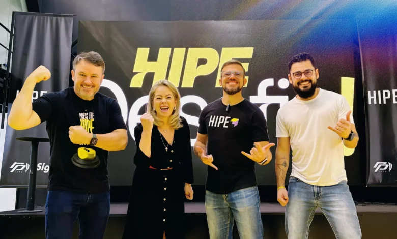 Leandro Berres, diretor de desenvolvimento da RP Info; Leidi Brancher, Gestora de RH da RP Info; Giuliano Podalka, COO do HIPE; Luciano Mazzeto, diretor de desenvolvimento do HIPE